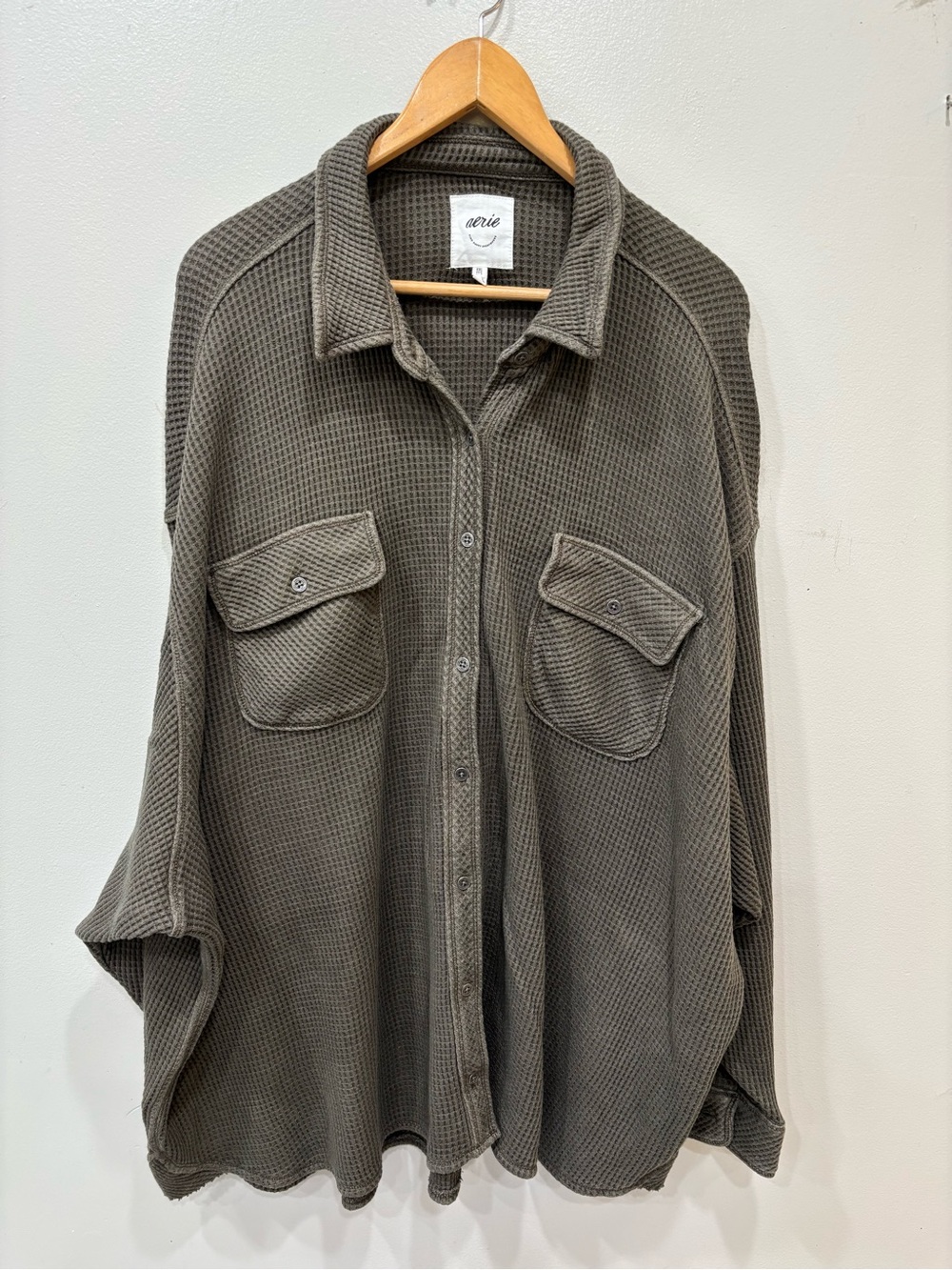 Aerie Oversized Lumber Jane Waffle Knit Button Down Shacket Women’s Size XXL
